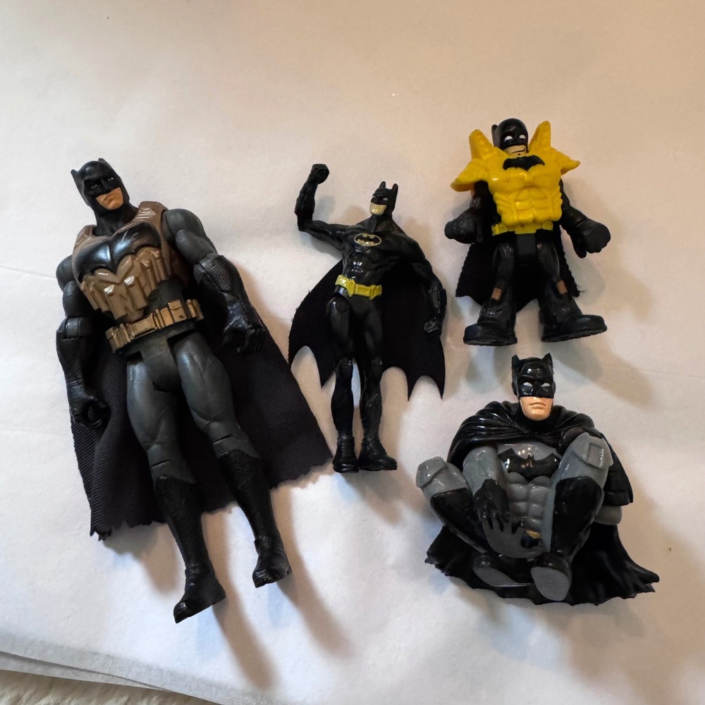 Batman Action Figure Lot 4pc Mattel DC Comics Dark Knight Bruce Wayne Retro Toys